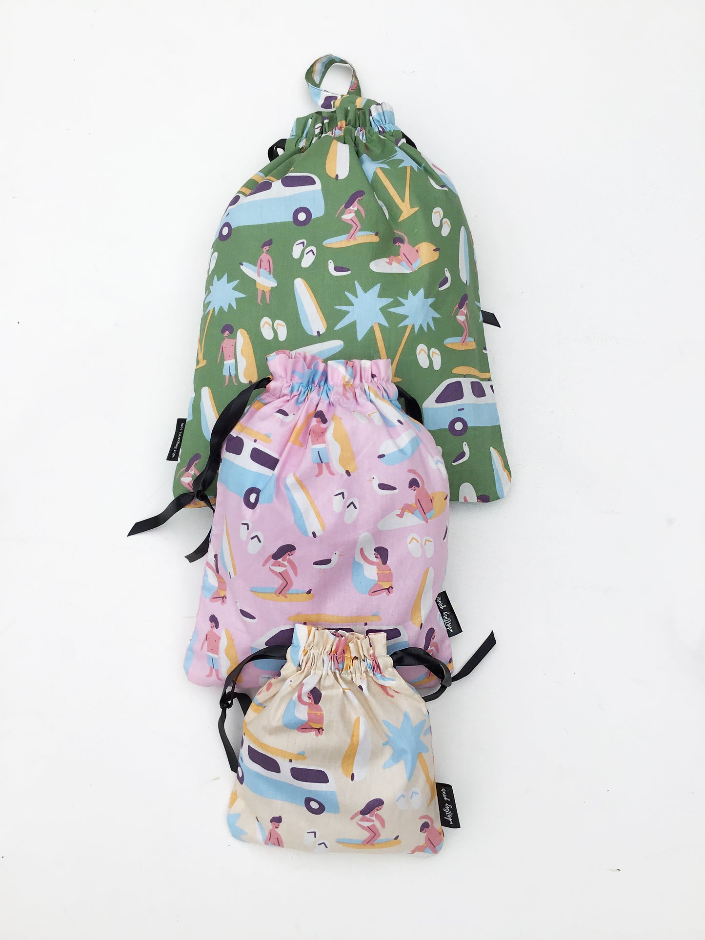 BEACH BAGS {sun, surf & palm trees} - pack of 3