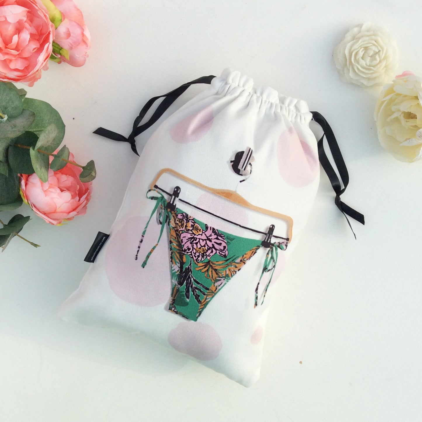 LINGERIE BAGS {green floral} - pack of 3