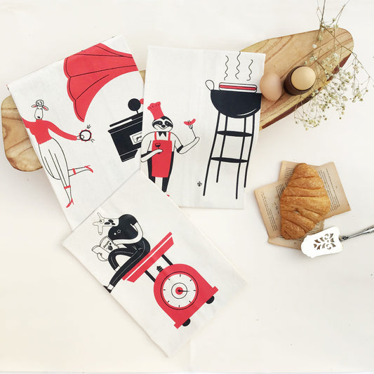 KITCHEN TOWELS {quirky crew} - pack of 3