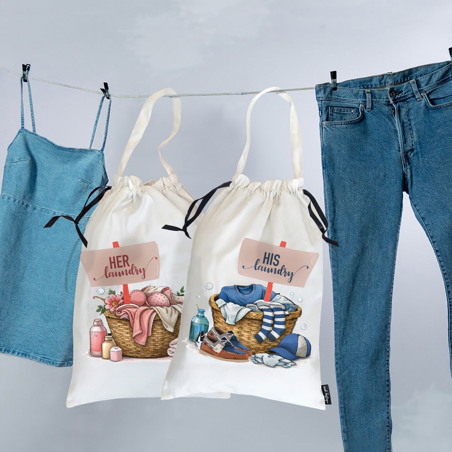 TRAVEL LAUNDRY BAGS {his and hers} - pack of 2