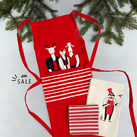 APRON-n-TOWEL COMBO {quirky crew} - pack of 3