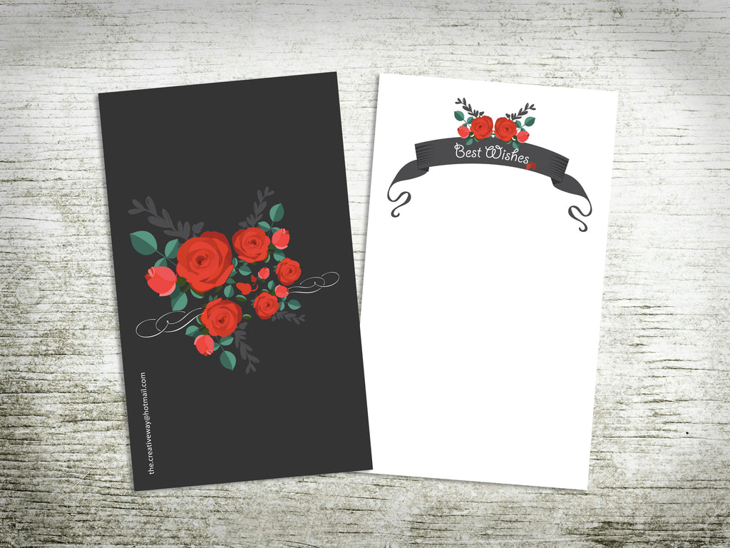CARDS - FLAT {red roses}