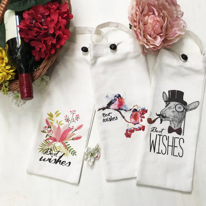 Set of 3 unique WINE BAGS. These one of a kind bags makes your gift stand out. Perfect and fun substitute for wrapping paper.